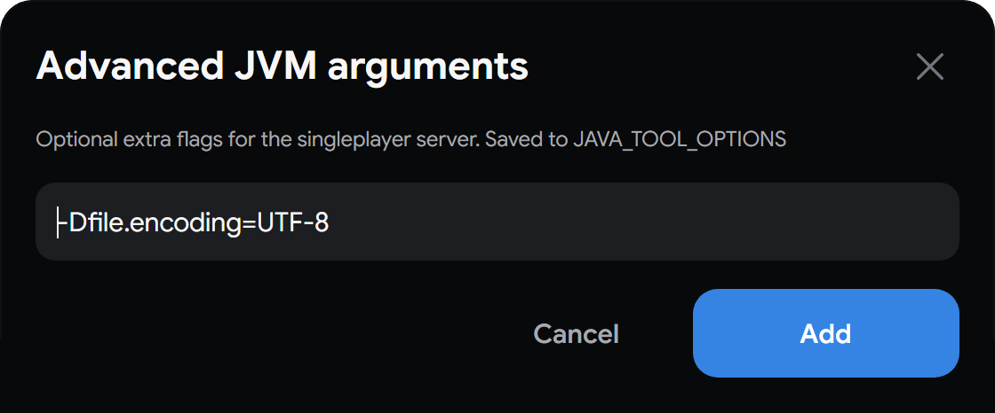 Advanced JVM argument editor