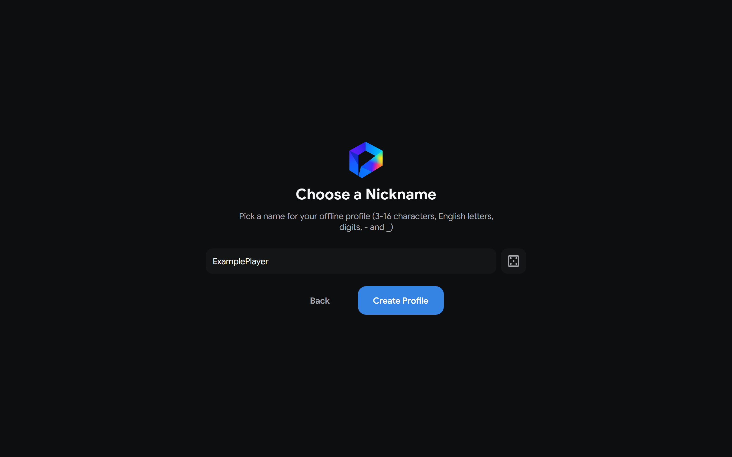Offline profile name entry in the setup wizard